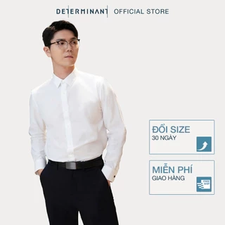 Áo sơ mi nam tay dài DETERMINANT 100% Cotton siêu dài chống nhăn kháng khuẩn - 301 - màu trắng sọc navy