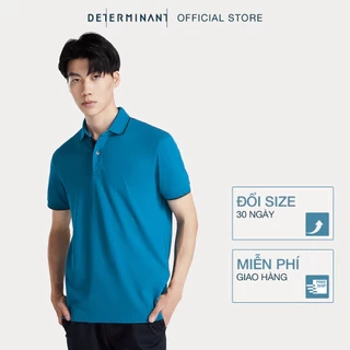 Áo thun nam Polo Cotton Visdry kháng nước thương hiệu Determinant - màu Teal phối cổ viền Xanh Navy [P01-04]