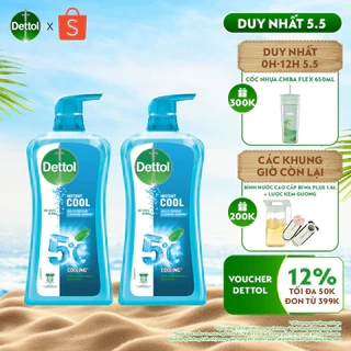 Combo 2 sữa tắm Dettol Cool kháng khuẩn, mát lạnh tức thì - Chai 950g