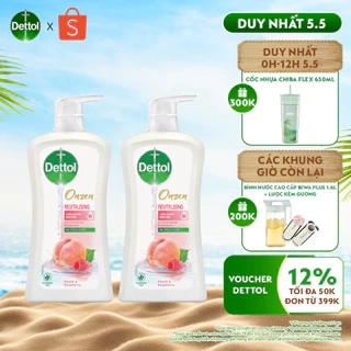 Combo 2 sữa tắm Dettol Onzen kháng khuẩn dưỡng ẩm đào & phúc bồn tử - 950g/chai