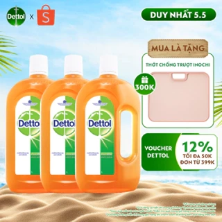 Combo 3 Dung Dịch Diệt Khuẩn Khử Mùi Đa Năng Dettol, Chai 1L