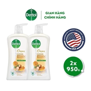 Combo 2 chai sữa tắm Dettol Onzen mật ong kháng khuẩn và dưỡng thể - chai 950G