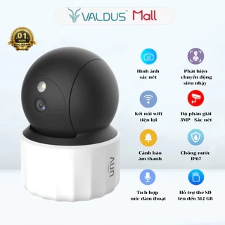 Camera Wifi trong nhà UNV IPCS3EM3 đàm thoại 2 chiều xoay 360 cảnh báo chuyển động bảo hành 24 tháng
