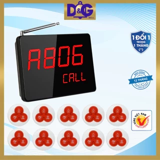 Bộ Chuông Gọi Phục Vụ Không Dây D&G Bell - Màn Hình D0402 Hiển Thị 4 số 2 dòng (Nút Chống Nước)