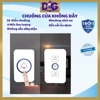 Chuông cửa không dây, chuông to sóng khỏe, 58 kiểu chuông