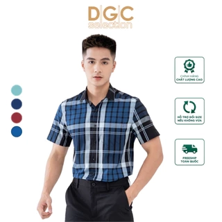 Áo sơ mi nam ngắn tay DGCs in họa tiết kẻ caro phong cách thanh lịch và hiện đại, chất vải cao cấp thoáng mát -SASNBC21M