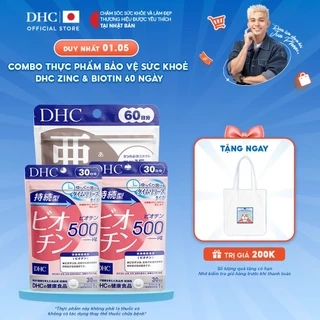 Combo Thực phẩm bảo vệ sức khoẻ DHC BIOTIN (30 ngày) + ZinC (20 ngày) - Dạng viên uống hỗ trợ bổ sung Biotin + Kẽm