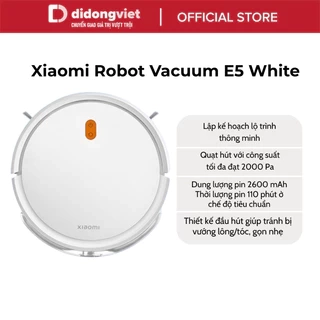 Robot Hút Bụi Lau Nhà Xiaomi Vacuum E5 | 3 Cấp Độ Hút | Cảm Biến Né Vật Cản | BH Chính Hãng 12 Tháng - Trắng