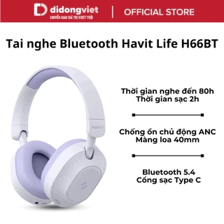 Tai nghe Bluetooth Havit Life NC01H H668BT | Chống ồn chủ động ANC - Nghe nhạc 80h - Màng loa 40mm | Bảo hành 12 tháng