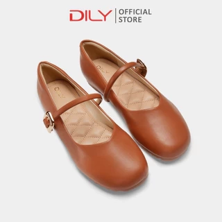 Giày búp bê nữ DILY mũi tròn quai cài khoá kim loại sang trọng cao 1cm AA0438