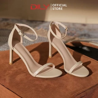 Giày sandal nữ DILY quai mảnh basic bít hậu , sandal cao gót da vân tôn dáng cao 8cm DL0572