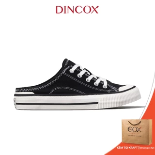 Giày Sục Đạp Gót Mules Vải Sneaker Unisex Tăng Chiều Cao 4cm DINCOX E10 Black