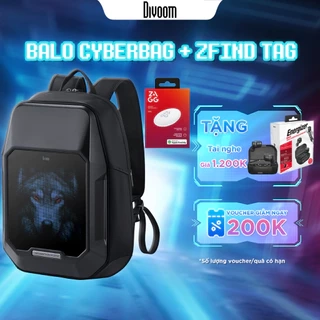 Combo balo Divoom Cyberbag 64x64 pixel, màn hình LED hiển thị pixel art và thiết bị định vị ZFind Tag tương thích iOS