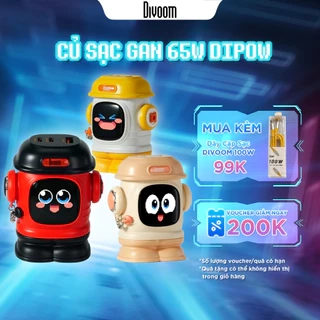 Củ sạc nhanh Divoom Dipow 65W cho IP 16 công nghệ GaN, màn hình LED hiển thị pixel art, 1 cổng USB-A 2 cổng USB-C
