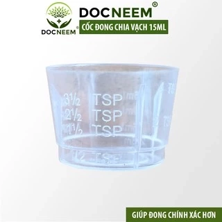 Dụng cụ cốc đong dầu neem và phân bón DOCNEEM trong làm vườn, có chia vạch chính xác, phun trị bệnh, trên hoa hồng 15ml
