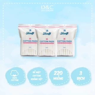 Combo bông tẩy trang Slisoft cotton không dệt, mềm mịn an toàn cho da