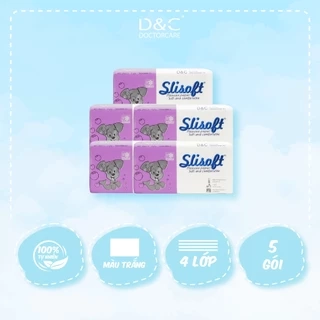 Giấy ăn Slisoft Trắng tự nhiên 300 tờ, đa năng thân thiện môi trường an toàn cho cả gia đình Combo tiết kiệm