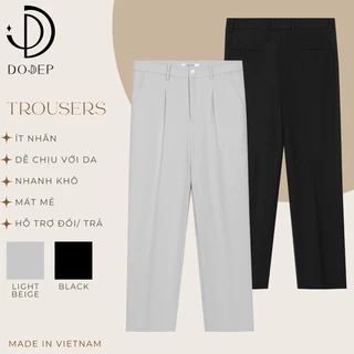 DODEP Quần tây nam xếp li ống suông Relaxed Fit 1 li