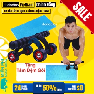 Dododios Con Lăn Tập Cơ Bụng 6 Múi Có 4 Bánh Chắc Khỏe Tập Gym Thể Dục Tại Nhà + Tặng Miếng Thảm - Sản Phẩm Chính Hãng