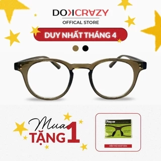 Gọng kính mắt tròn DOKCRAZY LECO nhựa sinh học cao cấp, dáng Hàn Quốc, chống ánh sáng xanh, UV400