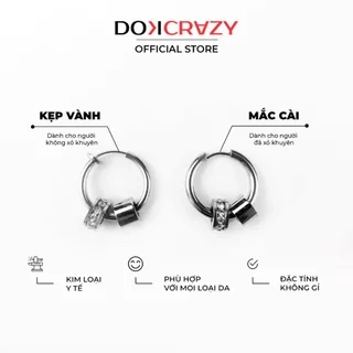 Khuyên tai tròn DOKCRAZY Thép Không Gỉ Thời Trang Phong Cách Đường Phố nhiều size Unisex - DOK01