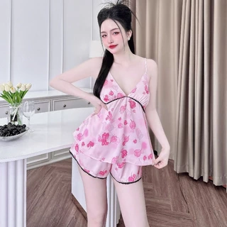 Đồ Ngủ Sexy SOJUN Bộ Latin 2 Dây Ren Bi In Thiết Kế Quyến Rũ Dưới 65Kg