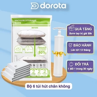 Bộ 6 túi hút chân không cao cấp DOROTA không cần dùng bơm bọc bảo quản quần áo chăn gối mền ZHV458