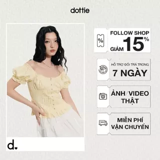 DOTTIE - Áo diễu ly tay phồng - Vàng - T1076