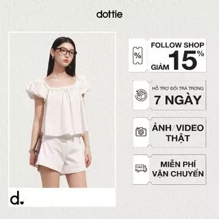 DOTTIE - Áo tay phồng phối đăng ten - Trắng - T1070