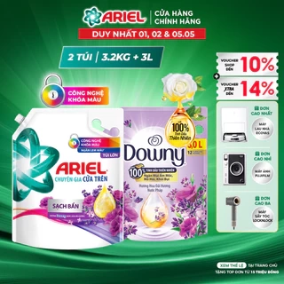 Combo Nước Giặt ARIEL Hương Downy Nước Hoa Oải Hương Túi 3.65KG & Nước Xả Vải DOWNY Hương Hoa Oải Hương Nước Pháp Túi 3L