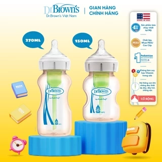 Bình sữa cổ rộng Dr.Brown's nhựa PESU Option Plus 100% chính hãng 150ml và 270ml