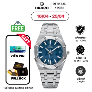 Đồng hồ nam Draco D22-DR04 Revolution Watch đen dây da đen, đồng hồ thời trang nam, chính hãng