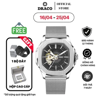 Đồng hồ nam Draco D23-DS68 “DongSon” Automatic trắng xanh kết hợp chất liệu dây thép không gỉ màu bạc