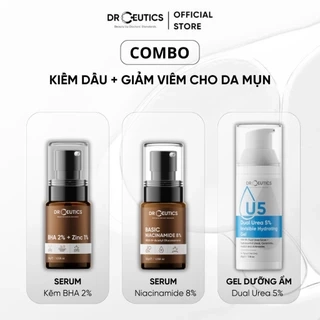 Bộ Chăm Sóc Da Dầu, Mụn Viêm -BHA 2% + Zinc PCA 1% (30g) + Niacinamide 8% (30g) + Gel Dưỡng Ẩm Dual Urea 5% (50g)