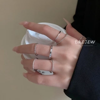 DREJEW 7 chiếc nhẫn thiết kế đơn giản và thời trang dành cho cặp đôi nhẫn vàng bạc bán buôn