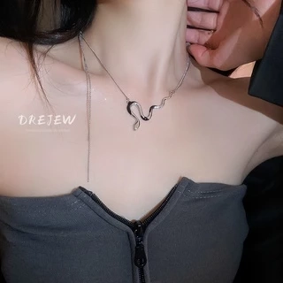 DREJEW Dây chuyền nhiều lớp hình rắn phong cách cá tính