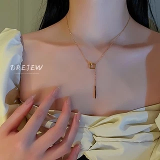 DREJEW Dây chuyền thép titan mặt hình học phong cách Hàn Quốc