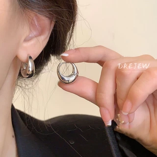 DREJEW khuyên tai kẹp kim loại cao cấp phong cách Hàn Quốc thời trang bông tai bạc