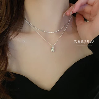 DREJEW Vòng cổ hai lớp hai lớp đính ngọc trai thời trang Pháp chất lượng cao