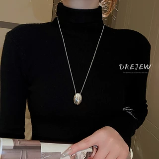 DREJEW Vòng cổ Thép Titan Mặt Hình oval Phong Cách Âu Mỹ Thời Trang Cho Nữ