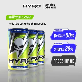 3 lon nước tăng lực Hyro không bổ sung đường tăng