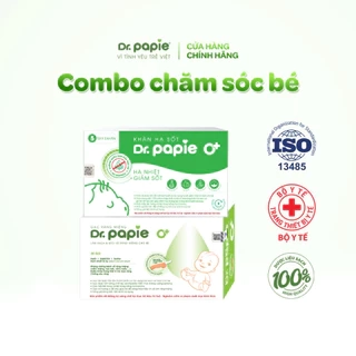 Combo 1 Hộp Khăn Hạ Sốt Dr.Papie Và 1 Hộp Gạc Rơ Lưỡi Dr.Papie Bảo Vệ Toàn Diện Cho Bé Sơ Sinh