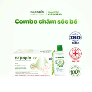 Combo 1 Nước Tắm Thảo Dược Dr.Papie 230ml Và 1 Hộp Gạc Răng Miệng Dr.Papie Cho Bé Từ Sơ Sinh