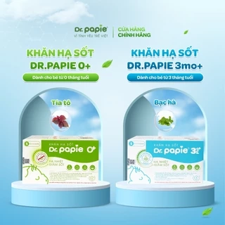 Khăn Hạ Sốt Dr.Papie Hạ sốt Vật lý Chuẩn Nhi Khoa, Ngăn Ngừa Co Giật Cho Bé Hộp 5 Gói x 5 Khăn/Gói