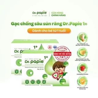2 Hộp Gạc Chống Sún Răng DR.PAPIE 1+ Tiêu Chuẩn 5SAO, Làm Sạch Khoang Miệng Cho Bé Từ 1 Tuổi  - 30Gói/Hộp x 2