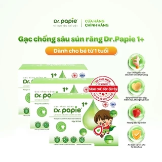 3 Hộp Gạc Chống Sún Răng DR.PAPIE 1+ Tiêu Chuẩn 5SAO, Làm Sạch Khoang Miệng Cho Bé Từ 1 Tuổi  - 30Gói/Hộp x 3