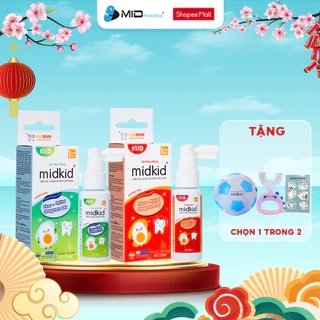 2 hộp Xịt chống sâu răng Midkid vị NHO và TÁO chính hãng cho bé từ 1 tuổi, vị ngọt thơm nuốt an toàn