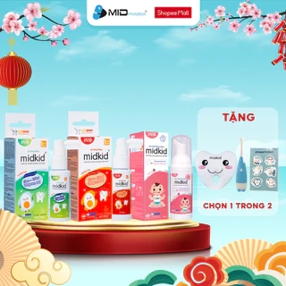 Bộ 3 MID chăm sóc răng miệng bao gồm 2 hộp Midkid vị NHO và TÁO + 1 Bọt tập đánh răng Midkid vị Dâu