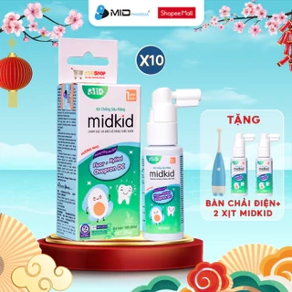 Combo 10 Hộp - Xịt chống sâu răng cho bé Midkid vị nho 30ml cho bé từ 1 tuổi
