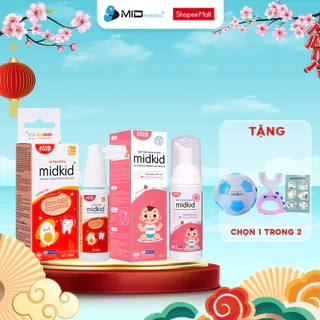 Combo Xịt chống sâu răng MIDKID vị táo 20ml + Bọt tập đánh răng Midkid vị Dâu 60ml cho bé từ 1 tuổi